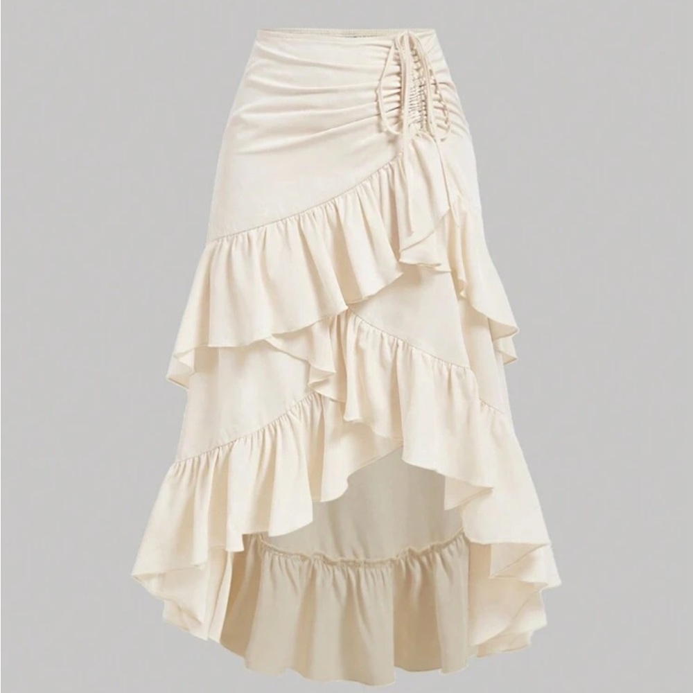 Elegant Cream Ruffle Skirt